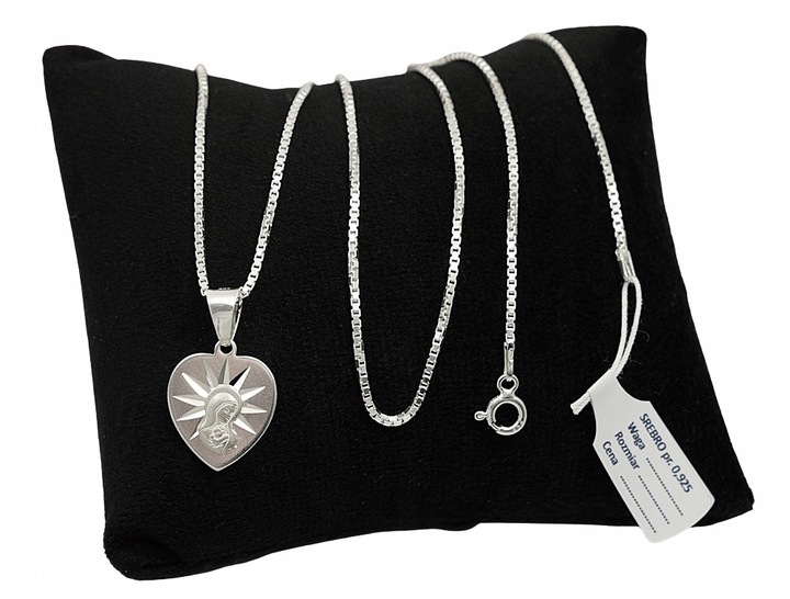 Łańcuszek Srebrny Wenecjana z Medalikiem Serduszko pr 925 Grawer Gratis