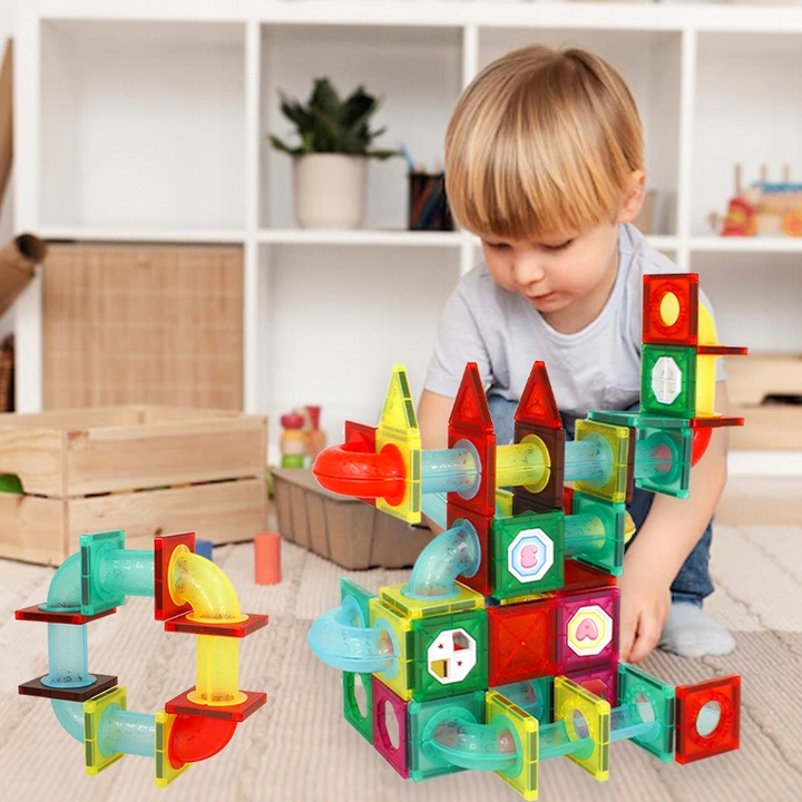 KLOCKI MAGNETYCZNE DLA DZIECKA 3D EDUKACYJNE TOR KULKOWY ZJEŻDŻALNIA 148EL