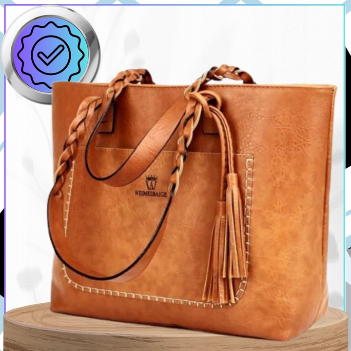 Damska Torebka A4 SHOPPER duża pojemna klasyczna skórzana brązowa eko skóra