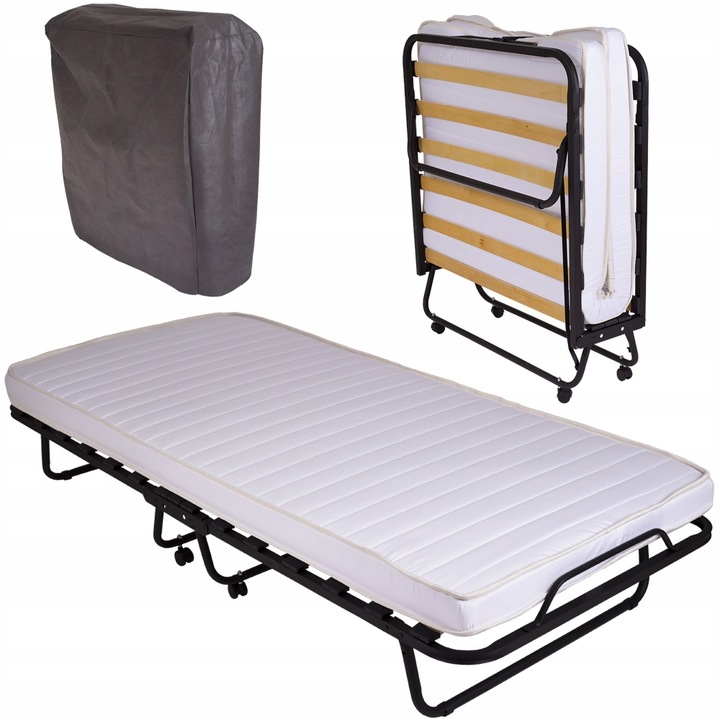 Łóżko polowe turystyczne składane 200 cm x 80 cm biały