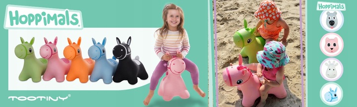 Skoczek gumowy Tootiny Hoppimals Skoczek dla dzieci z pompką KONIK różowy