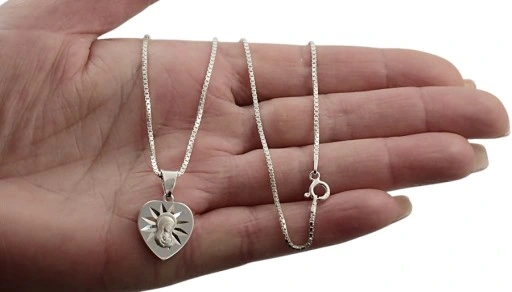 Łańcuszek Srebrny Wenecjana z Medalikiem Serduszko pr 925 Grawer Gratis