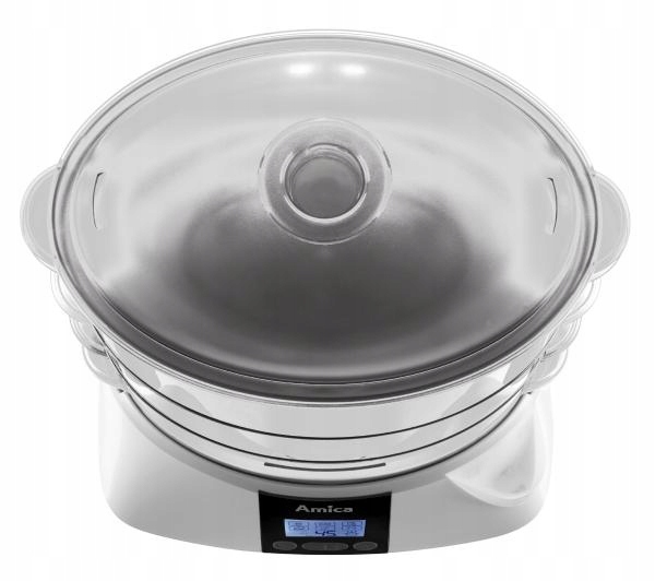 Parowar Amica PT3012 900W 10,8L 3 Pojemniki Wyświetlacz Timer Biały