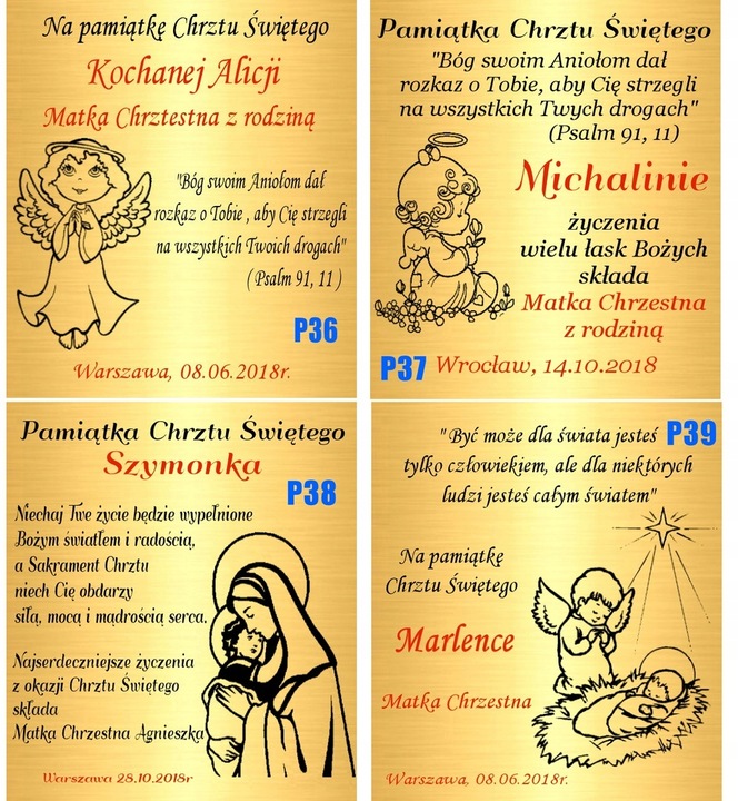 Złoty aniołek 333 łańcuszek gratis grawer Chrzest