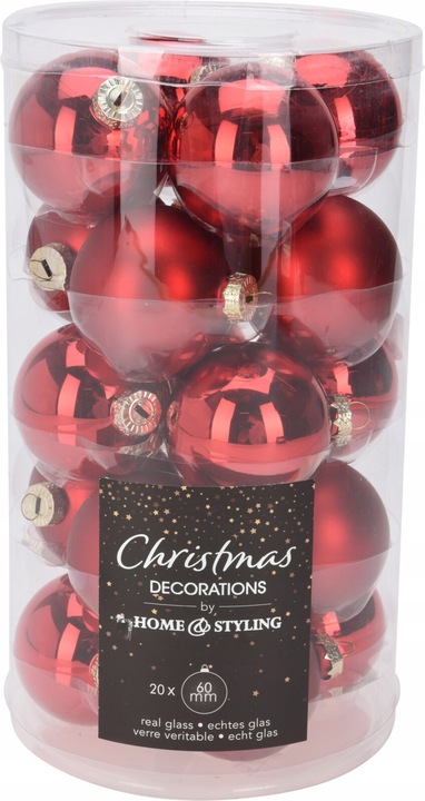 Bombki choinkowe czerwone szklane 20 szt zestaw ozdób świątecznych