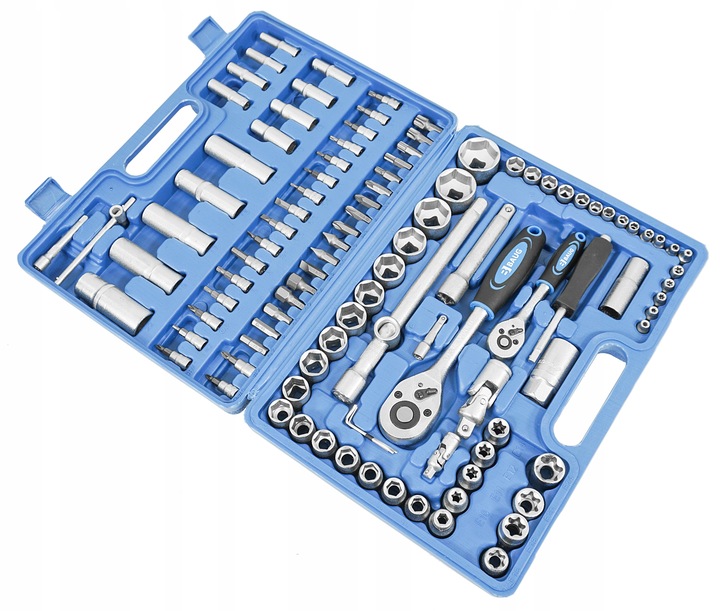 ZESTAW NARZĘDZI KLUCZY NASADOWYCH 108 KLUCZE NASADOWE 1/4" 1/2" BITY TORX