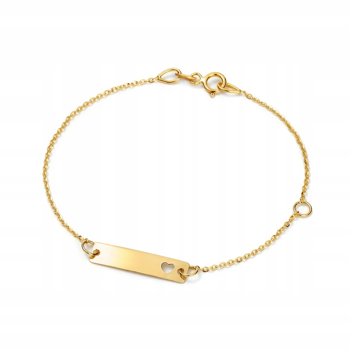 ZŁOTA BRANSOLETKA DZIECIĘCA Z BLASZKĄ 333 GRAWER serce