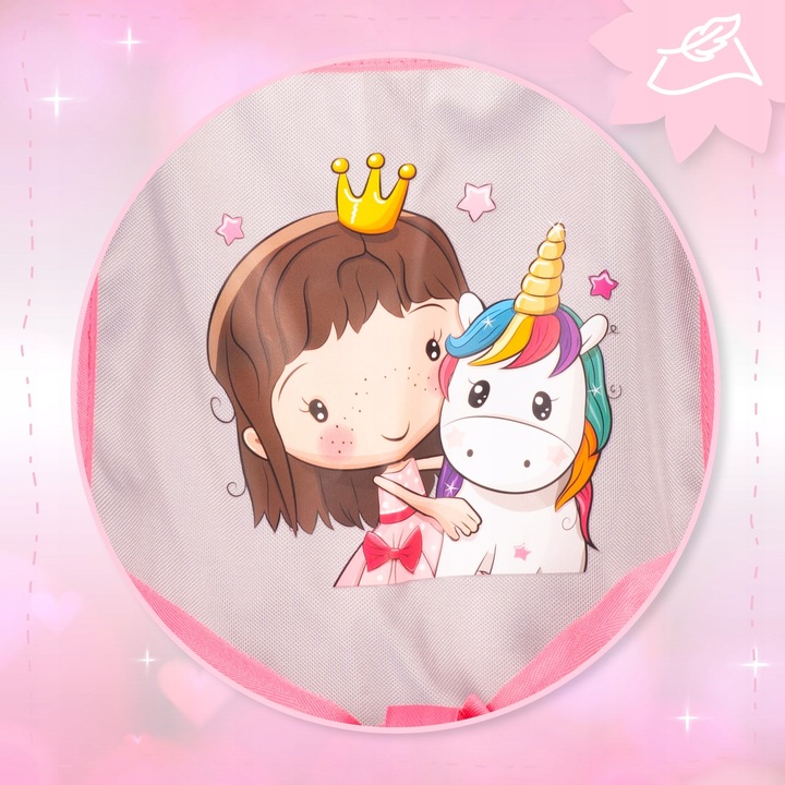 WÓZEK DLA LALEK LEKKI SKŁADANY PARASOLKA SPACERÓWKA JEDNOROŻEC KSIĘŻNICZKA