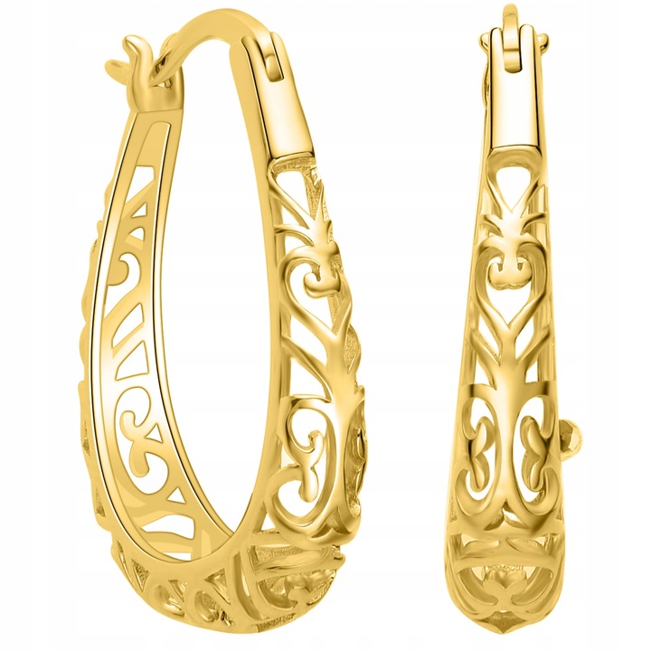 Srebrne kolczyki ażurowe damskie kolczyki pozłacane srebro próba 925