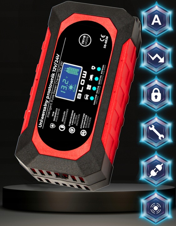 AUTOMATYCZNY INTELIGENTNY PROSTOWNIK ŁADOWARKA AKUMULATORA LCD 24V 12V 8A