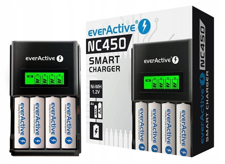 ŁADOWARKA AKUMULATORKÓW Ni-MH AA AAA LCD + 6x AKUMULATORKI 2600mAh AA R6