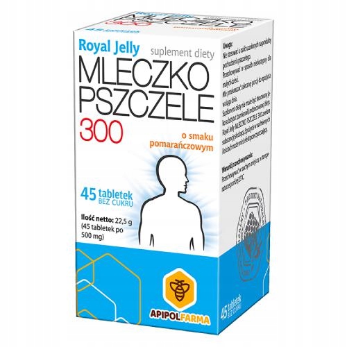 Mleczko pszczele Royal Jelly 300mg 45 tabletek APIPOLFARMA Eliksir życia