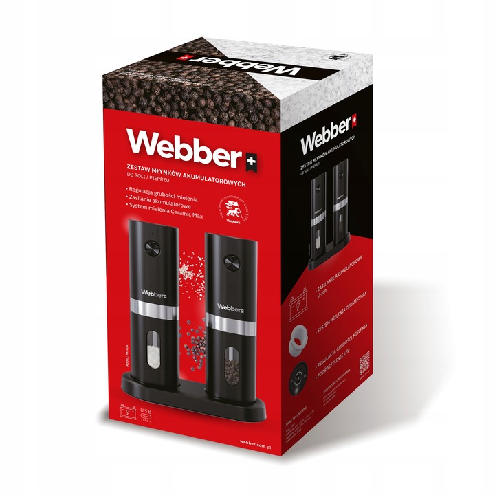 MŁYNEK DO PIEPRZU I SOLI ELEKTRYCZNY AKUMULATOROWY USB MŁYNEK DO SOLI 2 SZT