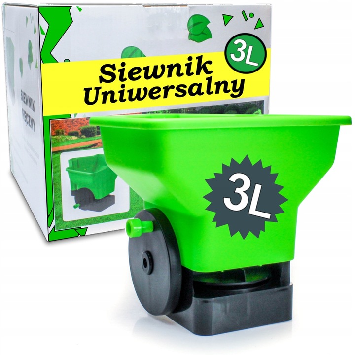 SIEWNIK DO TRAWY RĘCZNY OGRODOWY ROZSIEWACZ NASION NAWOZU SOLI PIASKU 3L