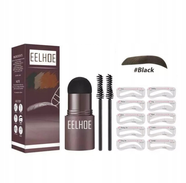 STEMPEL DO BRWI + 10 szt szablony czarny BOX