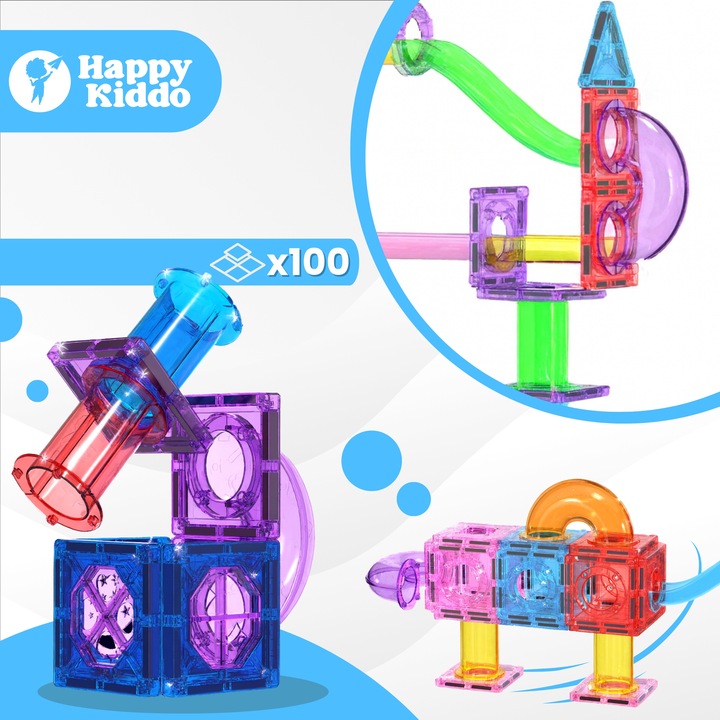 Klocki magnetyczne tor kulkowy kulodrom konstrukcyjne konstrukcyjne 100 ele