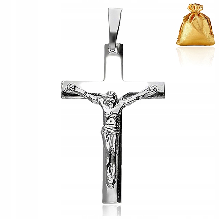 SREBRNY MĘSKI KRZYŻYK ZAWIESZKA KRZYŻ Z JEZUSEM SREBRO PR. 925 NA PREZENT