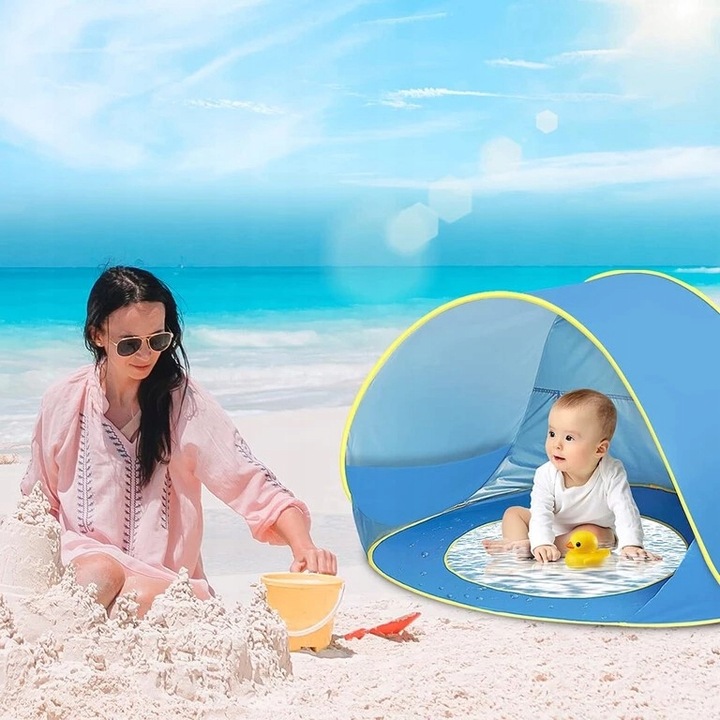 NAMIOT PLAŻOWY Z BASENEM PARAWAN SAMOROZKŁADAJĄCY DO OGRODU NA PLAŻĘ