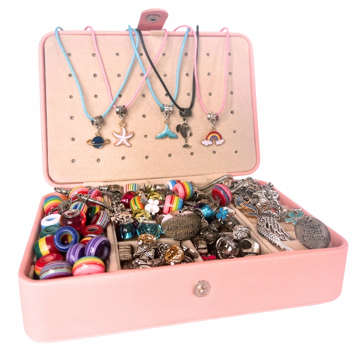 ZESTAW DO ROBIENIA BRANSOLETEK BIŻUTERI NASZYJNIK KORALIKI CHARMS ZAWIESZKI