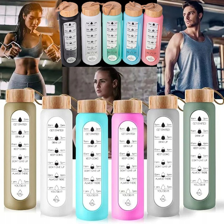 BIDON BUTELKA SZKLANA SZCZELNA NA WODĘ KUBEK POJEMNIK NA NAPÓJ SHAKER 1L