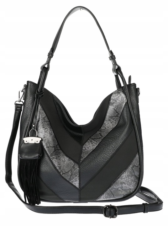 Torebka Damska Shopper Worek Pojemna Torba na Ramię Modna MC513 Czarna