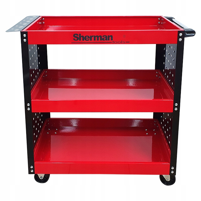 Wózek trzypółkowy warsztatowy narzędziowy 3PA cz ze ściankami Sherman