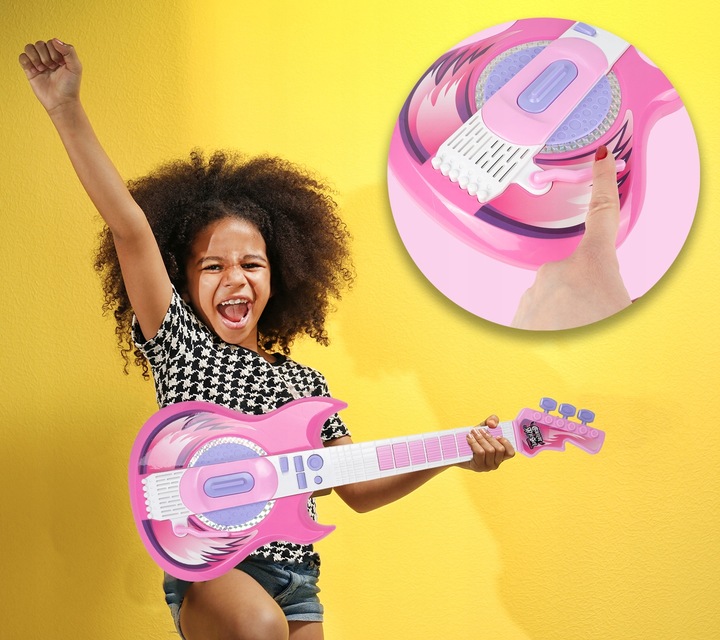 GITARA ELEKTRYCZNA ROCKOWA Z MIKROFONEM NA STATYWIE KARAOKE DLA DZIECI