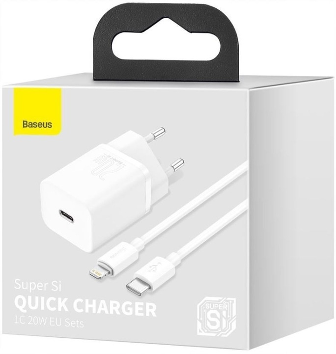 BASEUS SZYBKA ŁADOWARKA SIECIOWA INTELIGENTNA KOSTKA USB C 20W 3A +KABEL IP