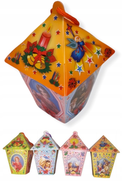 LAMPION RORATNI NA RORATY ADWENTOWY POMARAŃCZOWY, KOLOROWY LED + BATERIE