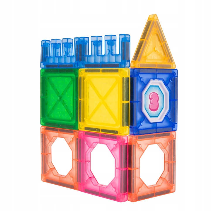 Klocki Magnetyczne 3D Zamek i Pojazdy Duży Zestaw 110 Elementów Edukacyjne