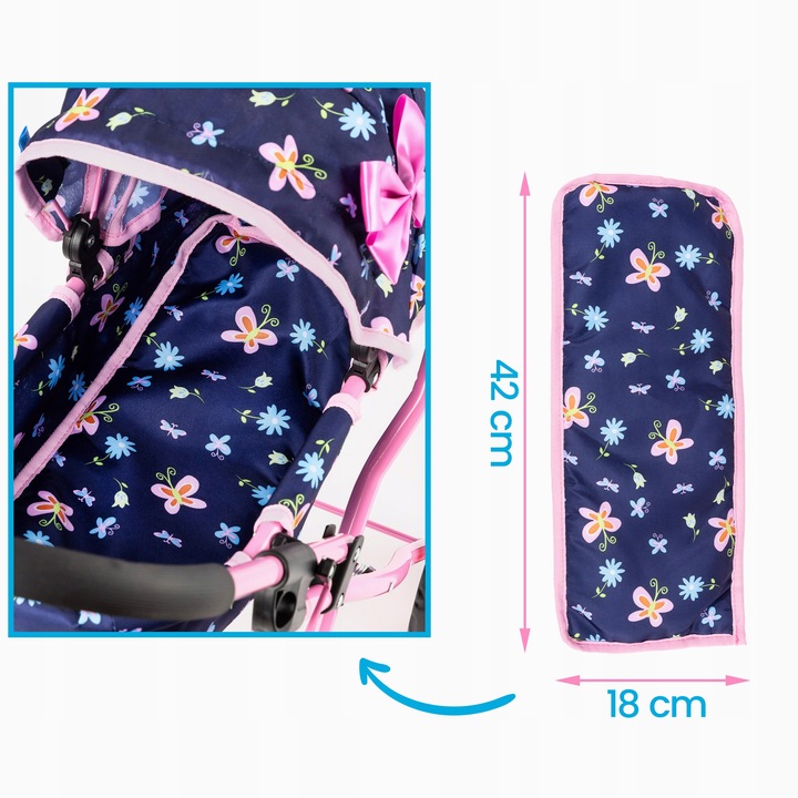 KINDERPLAY WÓZEK DLA LALEK GŁĘBOKI GONDOLA SKŁADANY DASZEK MIĘKKIE KOŁA