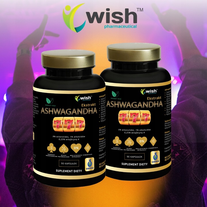 MOCNA ASHWAGANDHA 777 9% WITANOLIDÓW Żeń-Szeń Adaptogen Stres Pamięć 180 ka