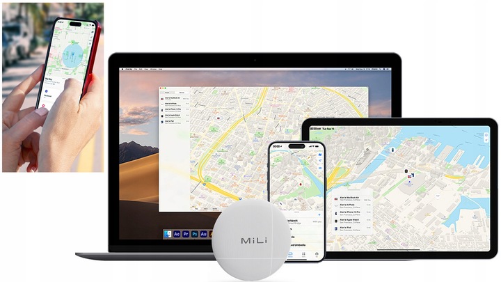Lokalizator GPS LiTag MiLi IOS APLLE do plecaka kluczy bagażu roweru obroży
