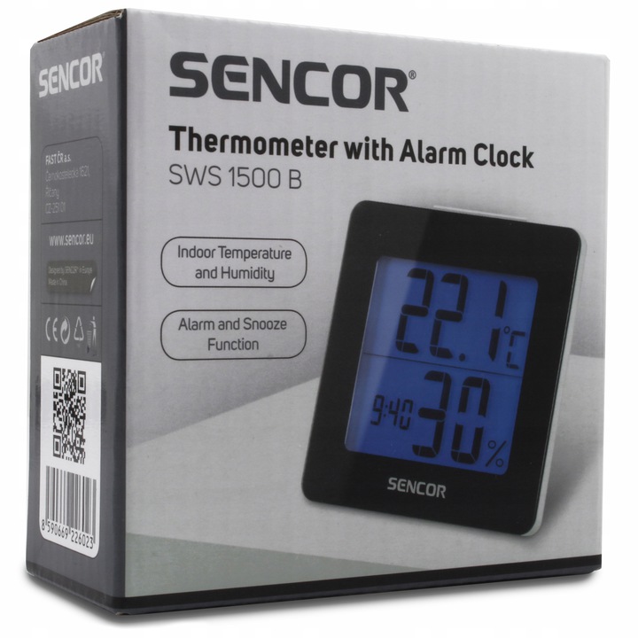 TERMOMETR POKOJOWY WILGOTNOŚCIOMIERZ ZEGAREK LCD + GRATIS