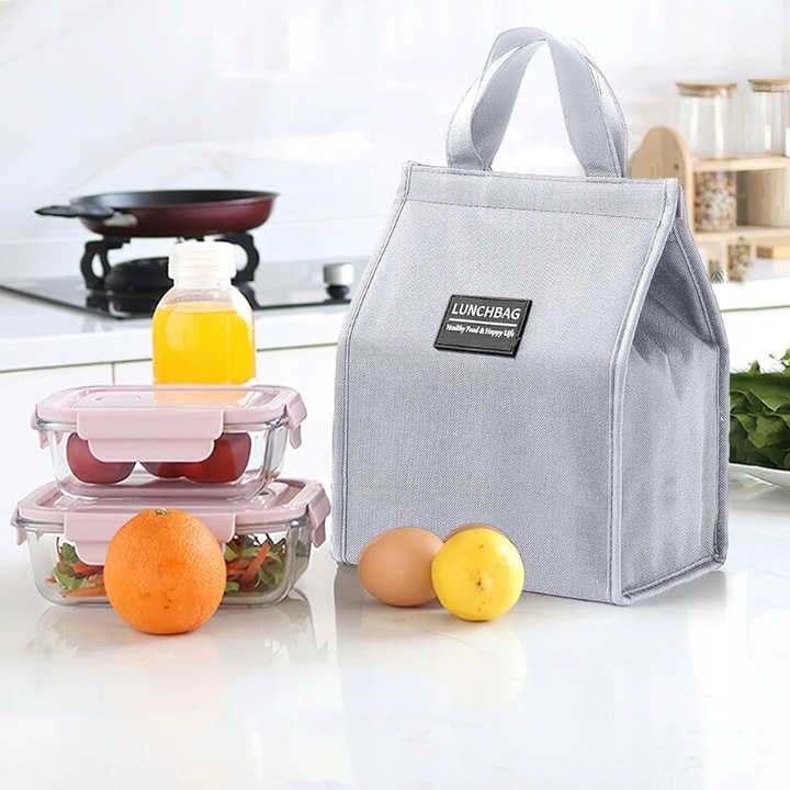 TORBA TERMICZNA Z UCHWYTEM IZOLACYJNA WODOODPORNA LUNCH BOX SZARA 10 L
