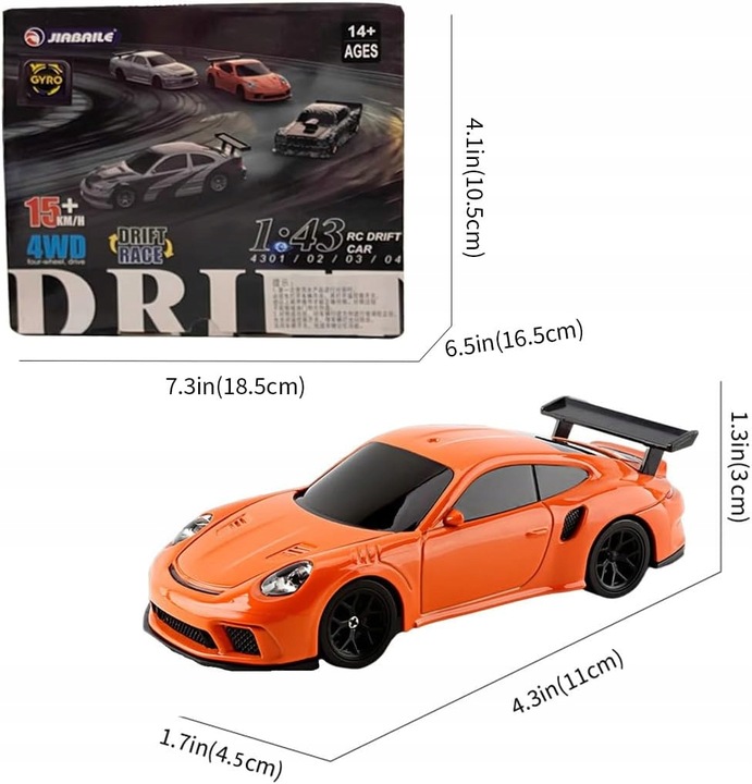 ZDALNIE STEROWANE AUTKO DRIFT RC 1:43 PILOT SPORTOWY POJAZD Z ŻYROSKOPEM