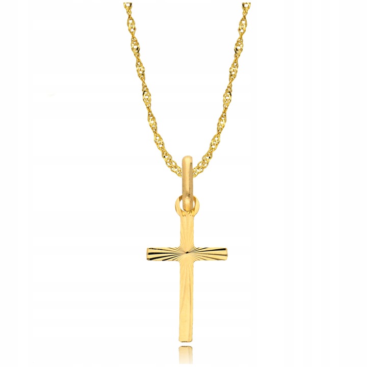 Złoty Łańcuszek 333 Krzyżyk Chrzest Komunia dla dziecka Grawer