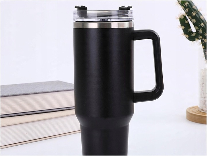 MagiCook KUBEK TERMICZNY Czarny 1200 ML ZE SŁOMKĄ STYLE USA Czerń