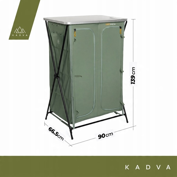 Szafka turystyczna KADVA CAMPshelf 24 zielony OS Aluminiowy blat