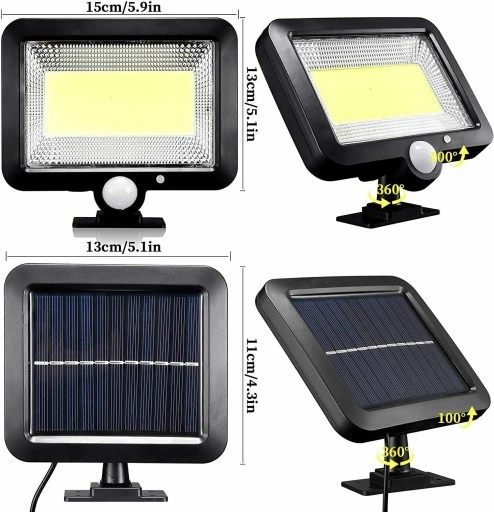 LAMPA SOLARNA COB 100 LED PANEL SOLARNY CZUJNIK RUCHU ZMIERZCHU PILOT