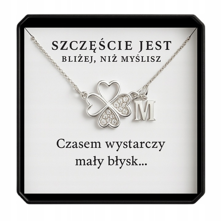 Naszyjnik srebrny z cyrkoniami KONICZYNKA LITERKA łańcuszek srebro 925