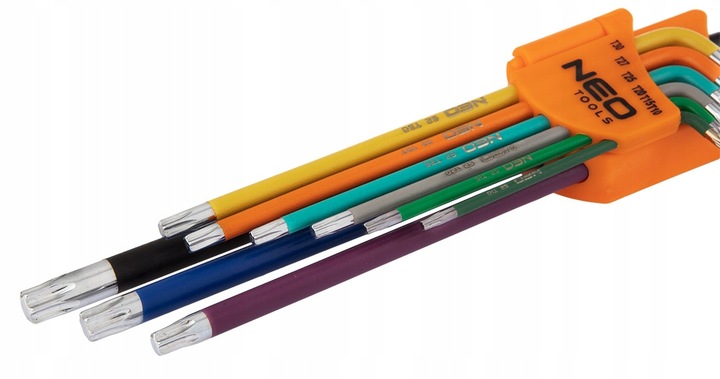 NEO TOOLS Długie Kolorowe Klucze IMBUSOWE I TORX 18 szt. IMBUSY
