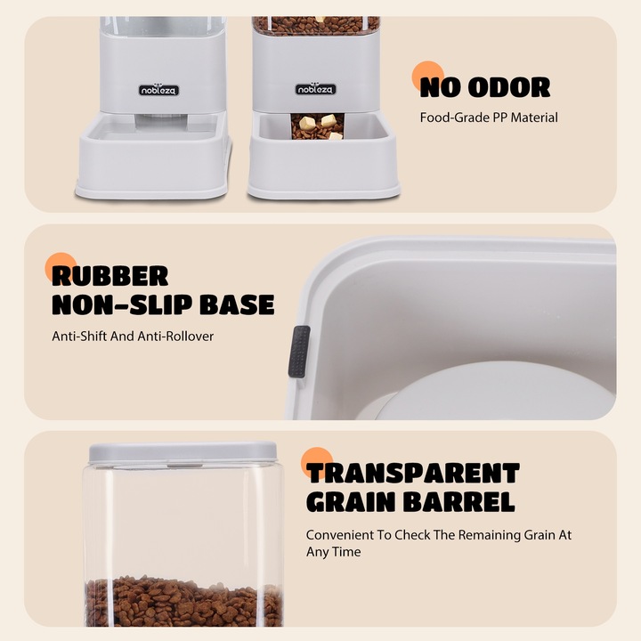 DOZOWNIK KARMY I WODY AUTOMATYCZNY PODAJNIK MISKA DLA PSA 2 x 3,8L szary