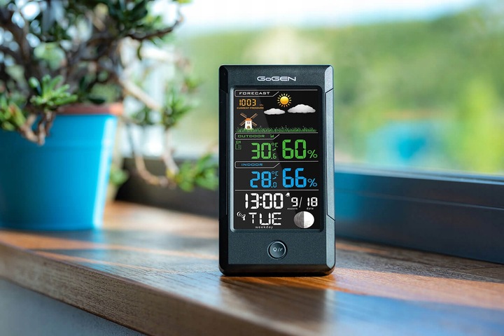 Stacja meteorologiczna budzik data fazy księżyca wilgotność Gogen ME1296