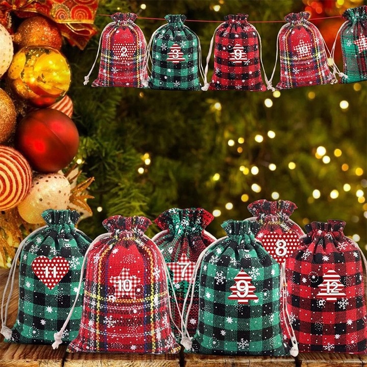 KALENDARZ ADWENTOWY DLA DZIECI DIY WORECZKI WISZĄCY PREZENT NAKLEJKI ZESTAW