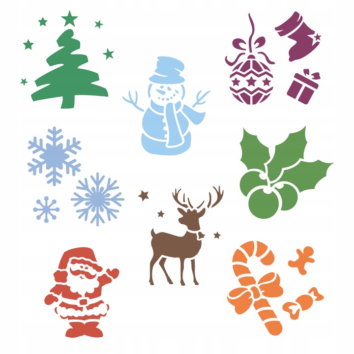 SZABLONY do Rysowania Malowania dla Dzieci ZESTAW 8 szt Boże Narodzenie