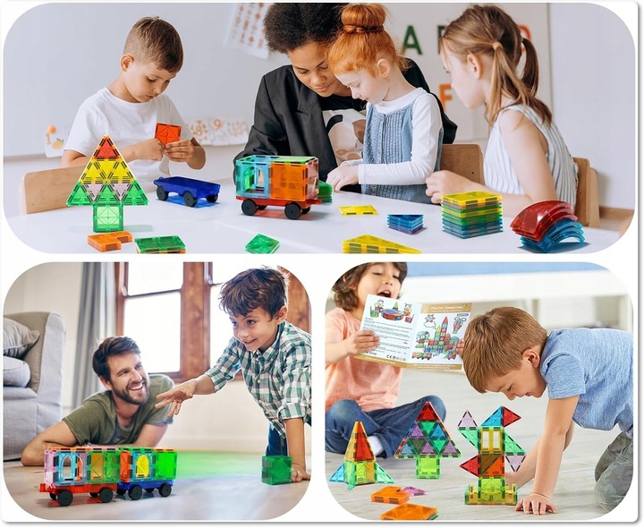 KLOCKI MAGNETYCZNE Duże Magnetic Tiles 3D Konstrukcyjne zestaw XXL 100 el