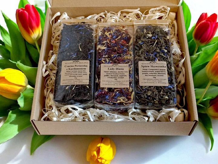 Zestaw Prezentowy 3 Herbat Owocowa Zielona Urodziny Dla Nauczyciela Imienin