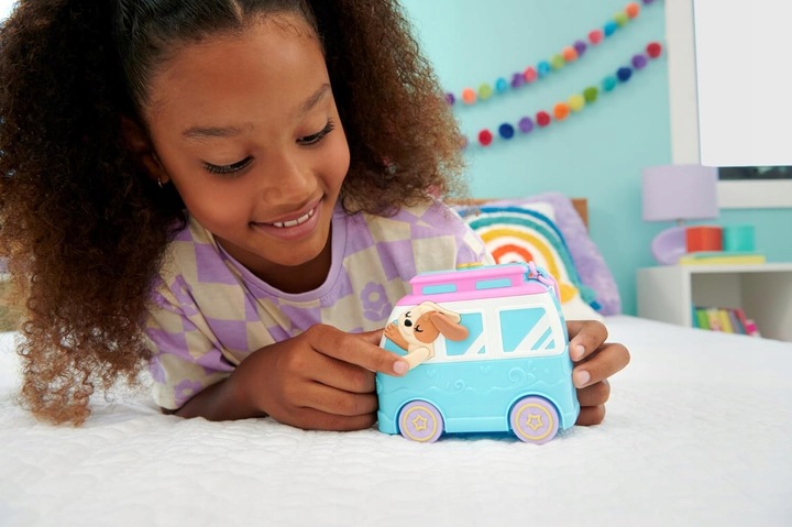 ZESTAW KOMPAKTOWY POLLY POCKET PLAŻOWY PIESEK MINIVAN plus LALKI I DODATKI