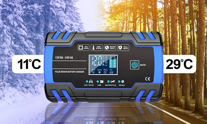 PROSTOWNIK AUTOMATYCZNY SAMOCHODOWY FUNKCJA NAPRAWY DO AKUMULATORÓW 12V 24V